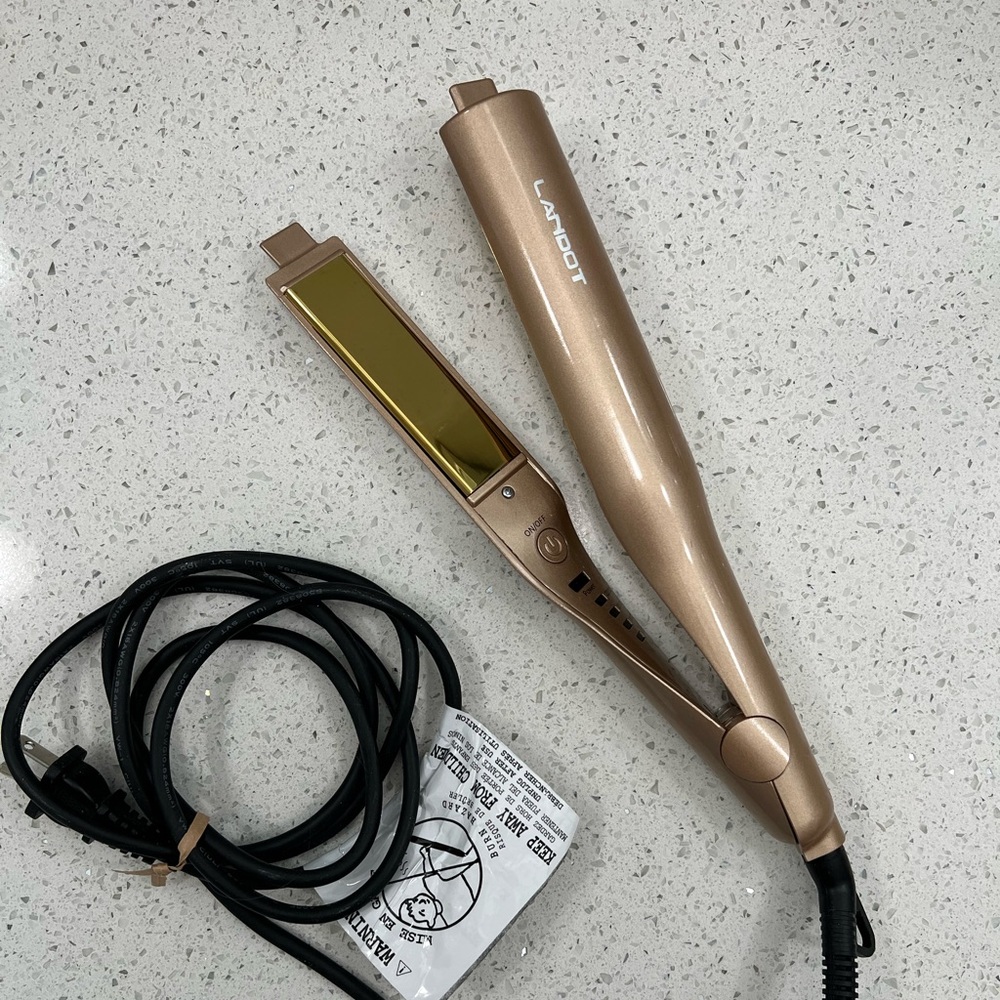 Landot twisted curling wand/flat iron 2 in 1